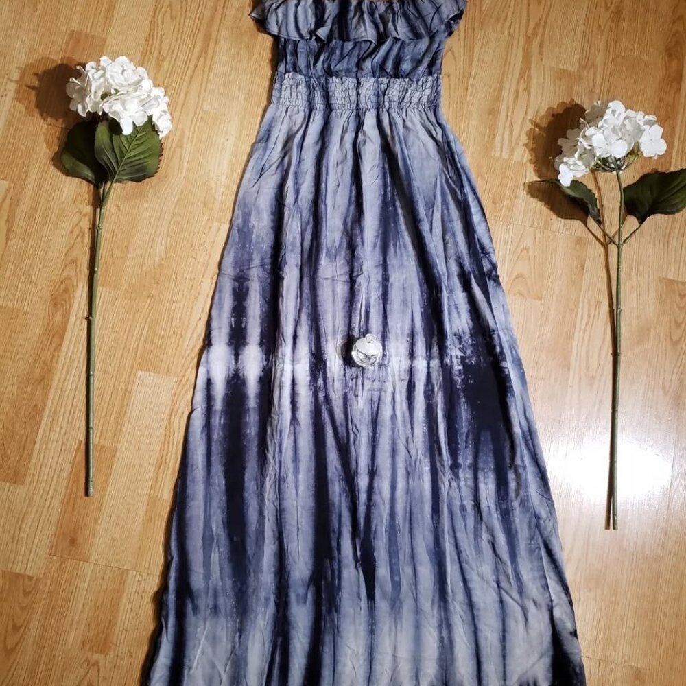 LEO MEETS VIRGO Tie Dye Off Shoulder Maxi Dress - Picture 2 of 12